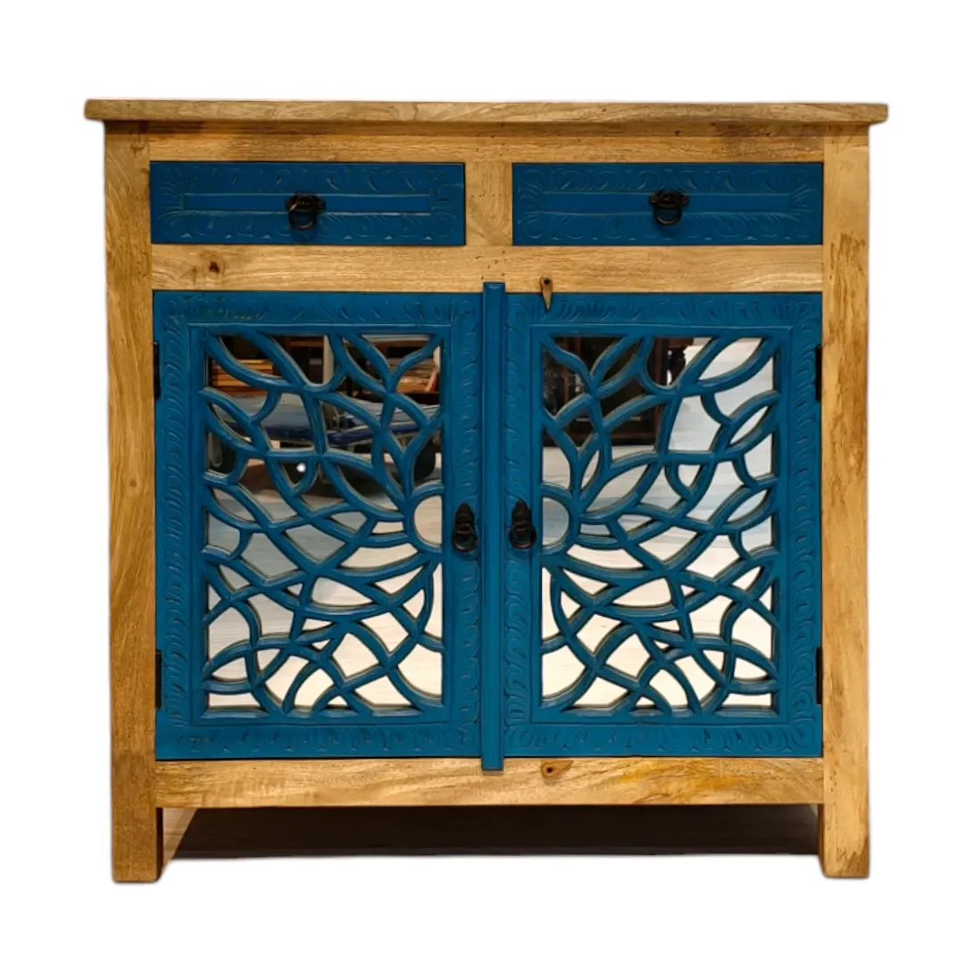 Azure Lattice Mirrored Cabinet