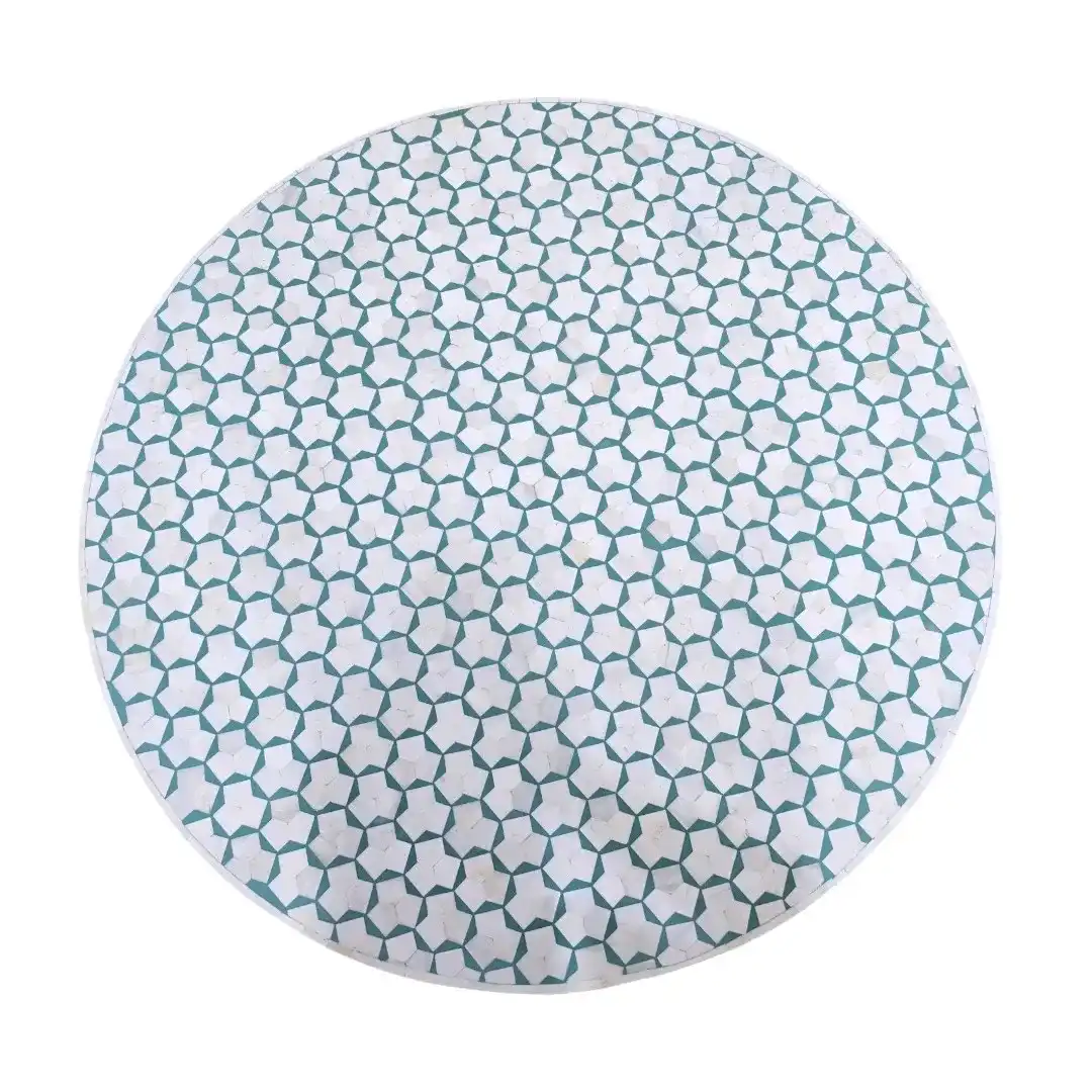Al-Zubarah Geometric Bone Inlay Statement Table
