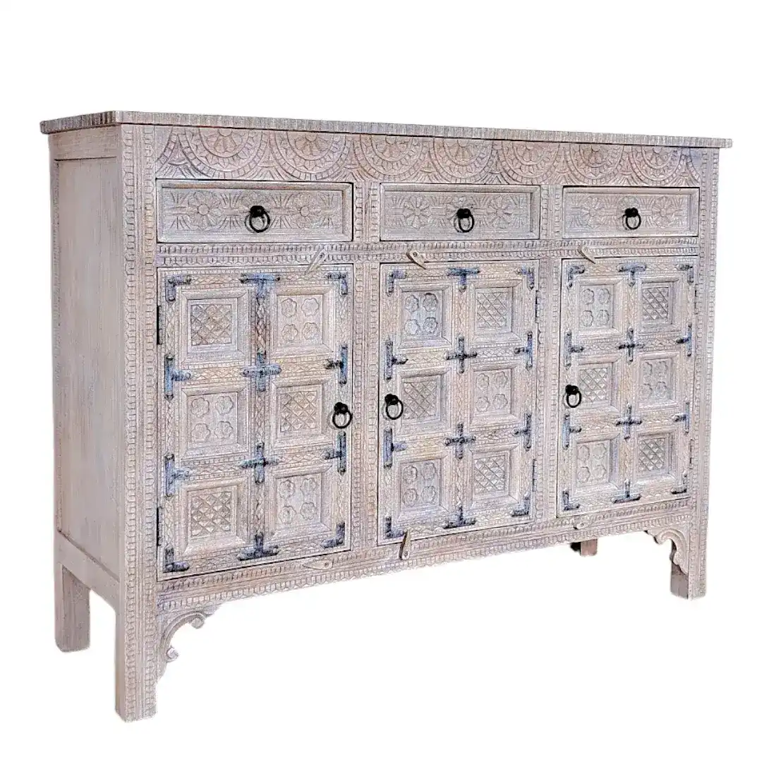 Artisan Citadel Carved Bāb al-Qal'a (باب القلعة - Gate of the Citadel) Sideboard