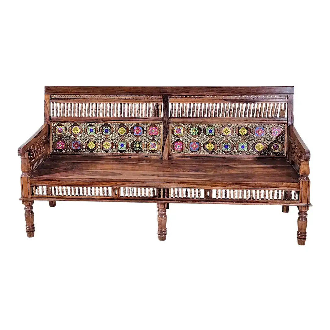 Shah Jahan Rosewood Geometric Sofa & Armchair Set
