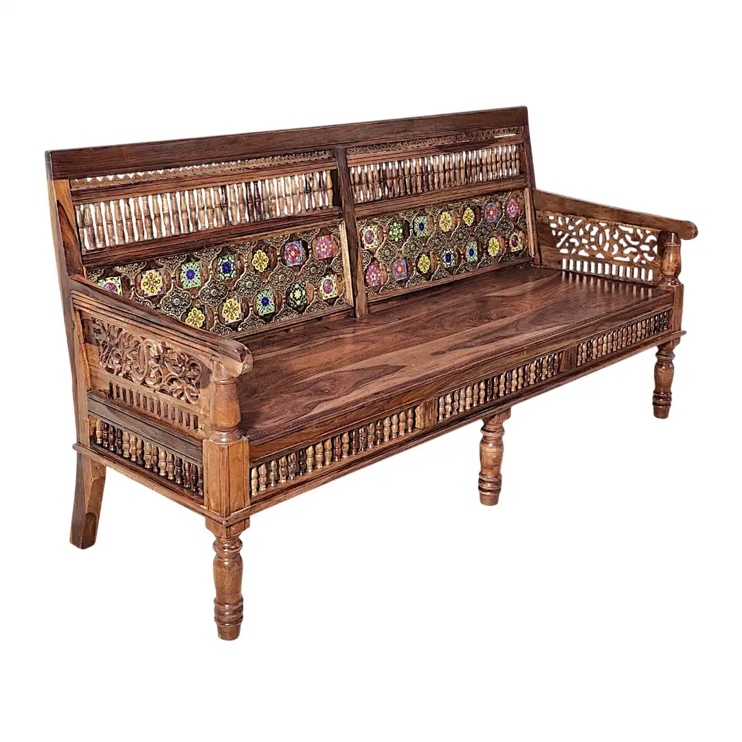Shah Jahan Rosewood Geometric Sofa & Armchair Set