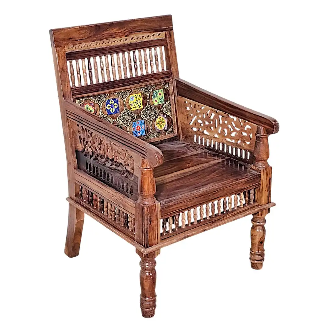 Shah Jahan Rosewood Geometric Sofa & Armchair Set