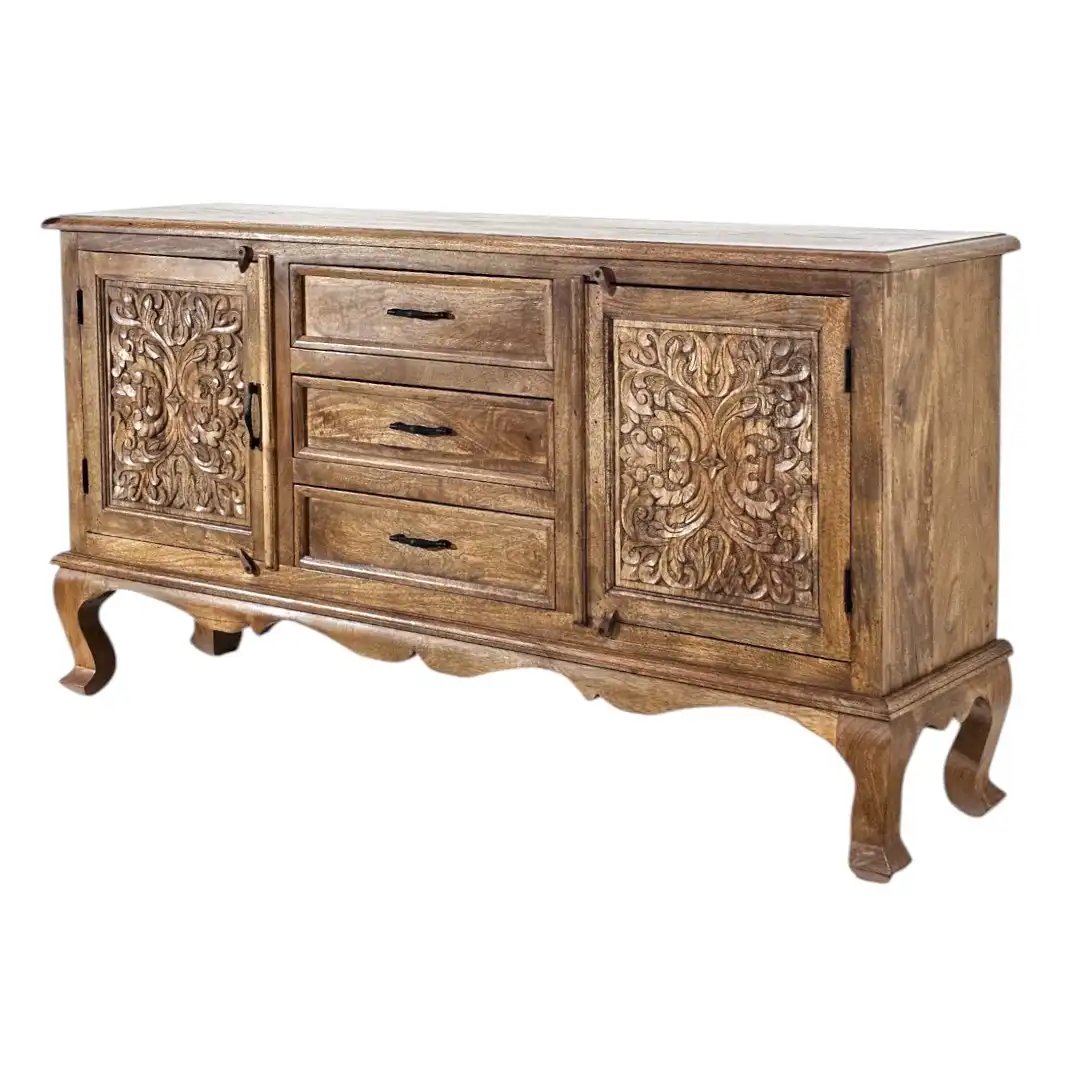 The Silk Road Sanctuary Carved Credenza
