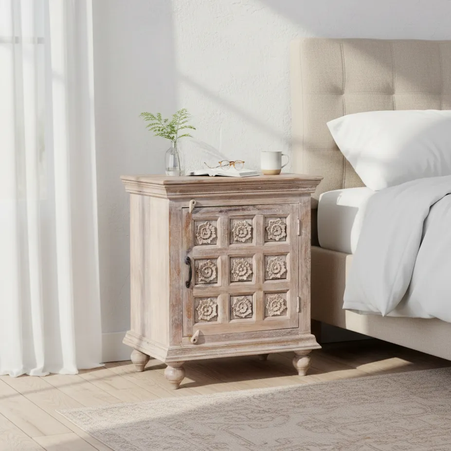 Siddha Hand-Carved Nightstand