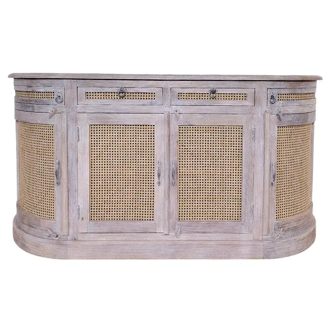 L'Arc Oublié (The Forgotten Arch) Veridian Cane Bow-Front Sideboard