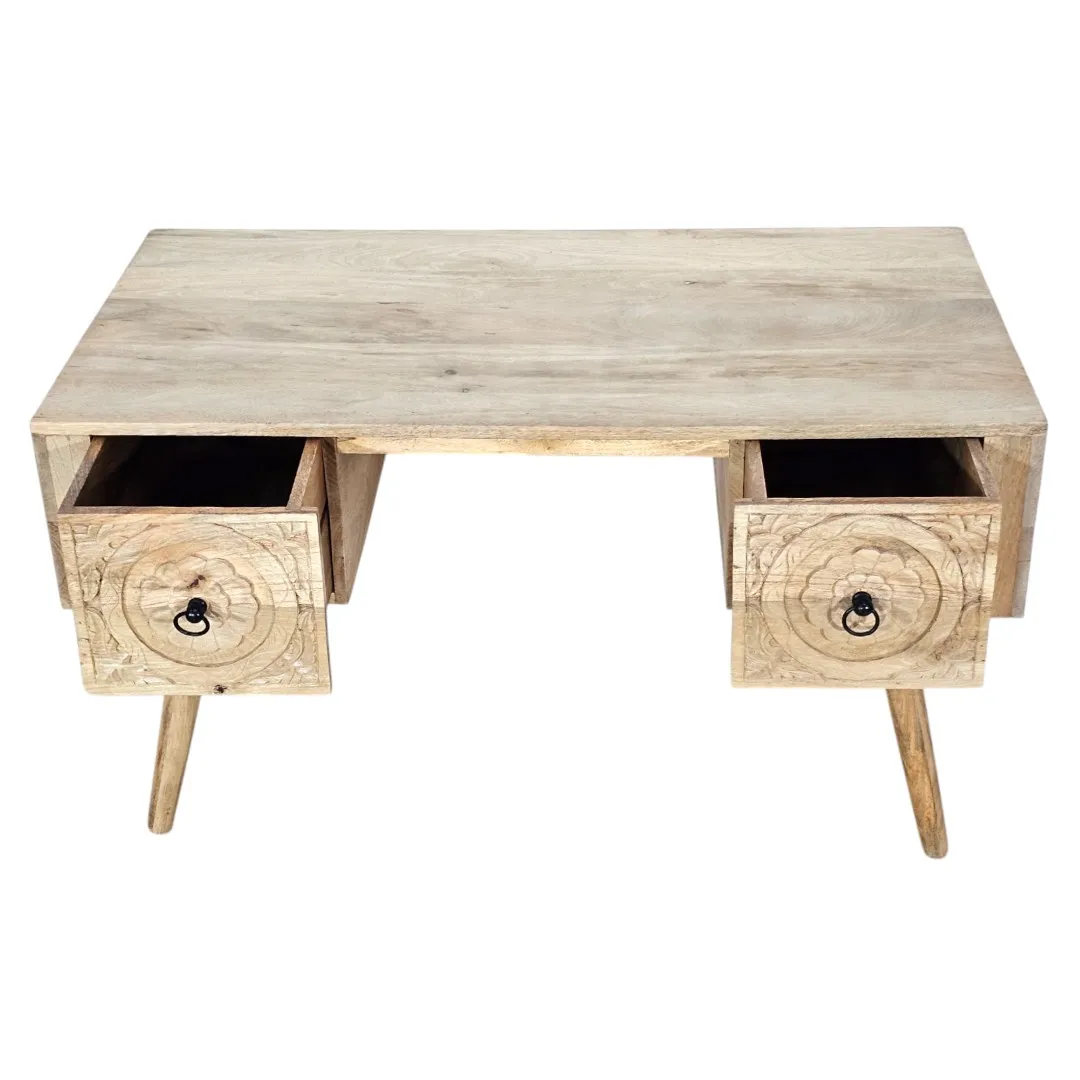 Ashoka Hand-Carved Solid Mango Wood Vanity Desk