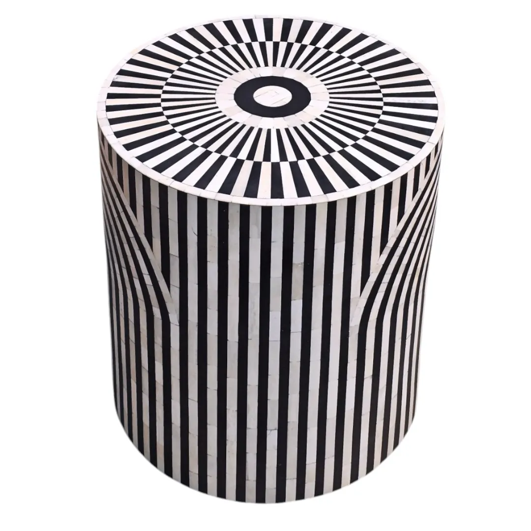 L'Étoile Noire Bone Inlay Drum Table