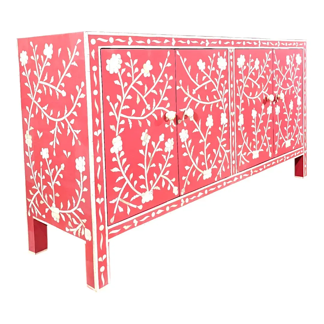 Jameela Floral Inlay 4-Door Sideboard