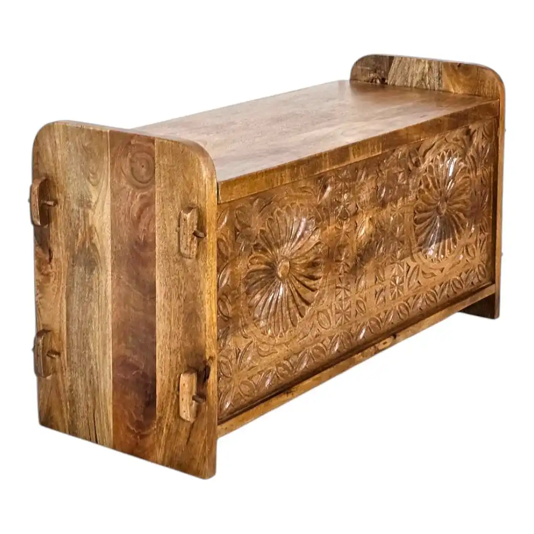 The Mehrab Sunburst Imperial Mango Wood Dowry Trunk