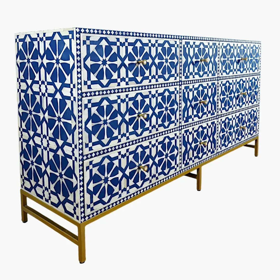 Layla Zarqa Collection – Artisan Bone Inlay Chest Of Drawer