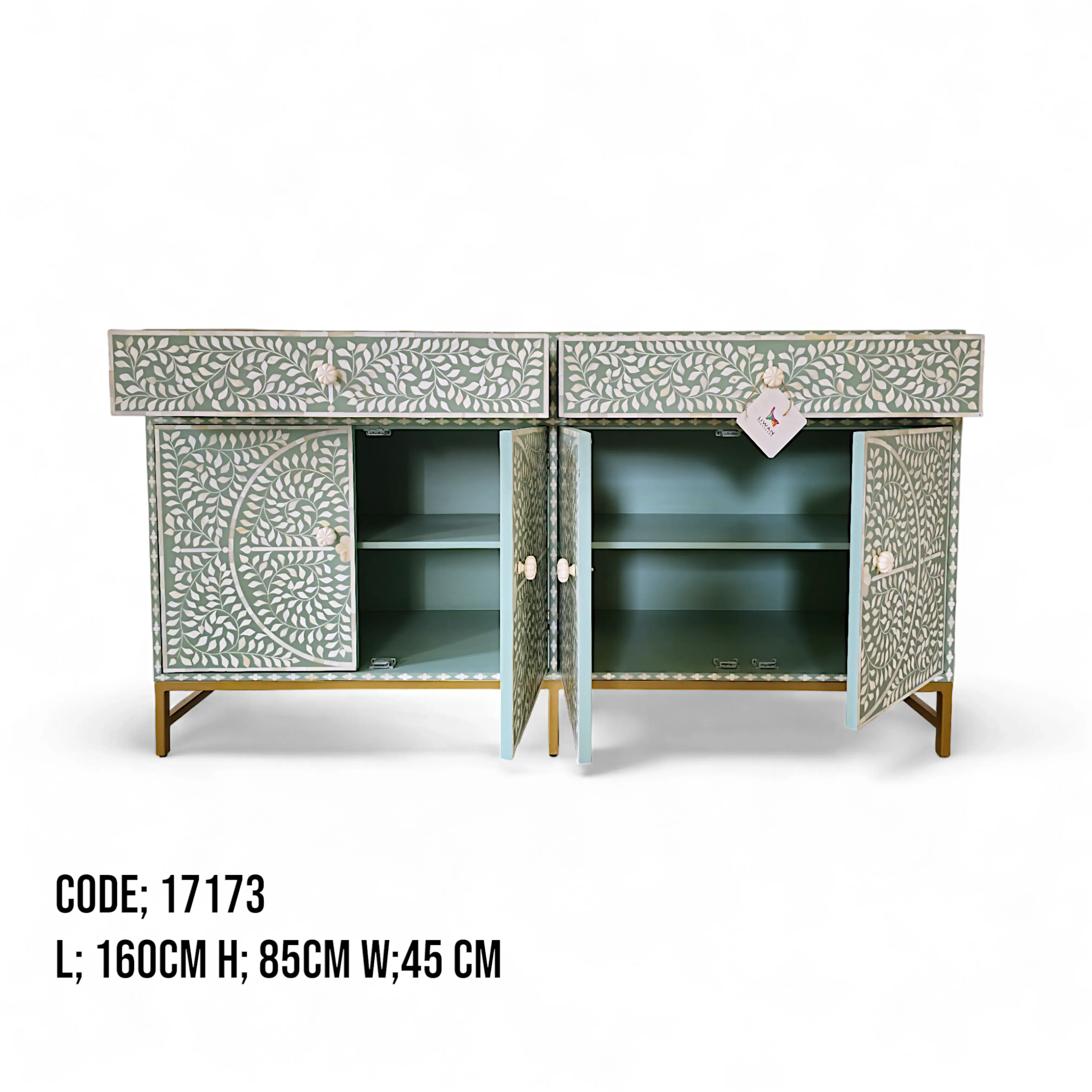 The “Marquetry Mirage” Bone Inlay Credenza Black
