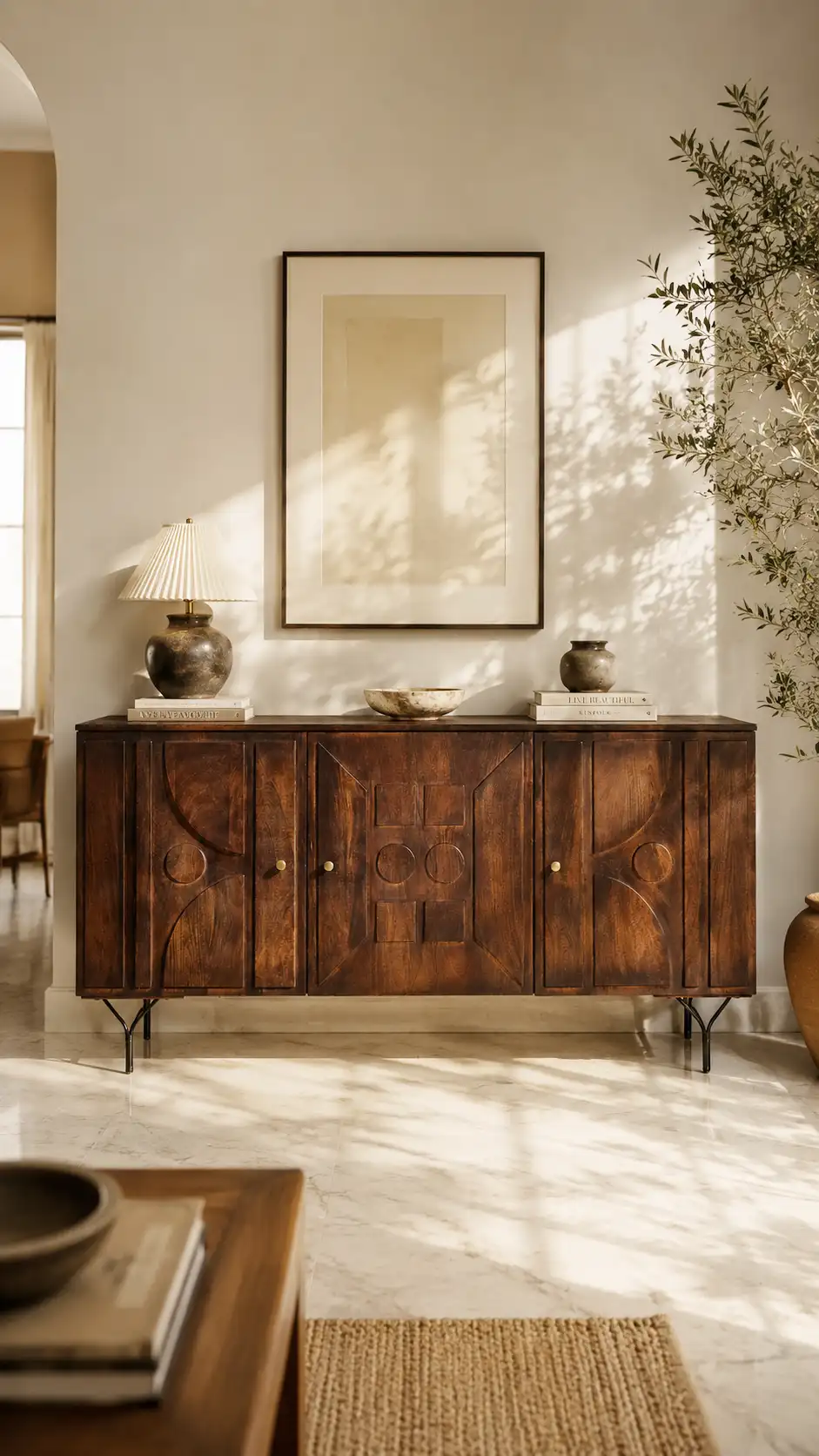 The Gaucho Rhythmic Hand-Carved Mango Wood Credenza
