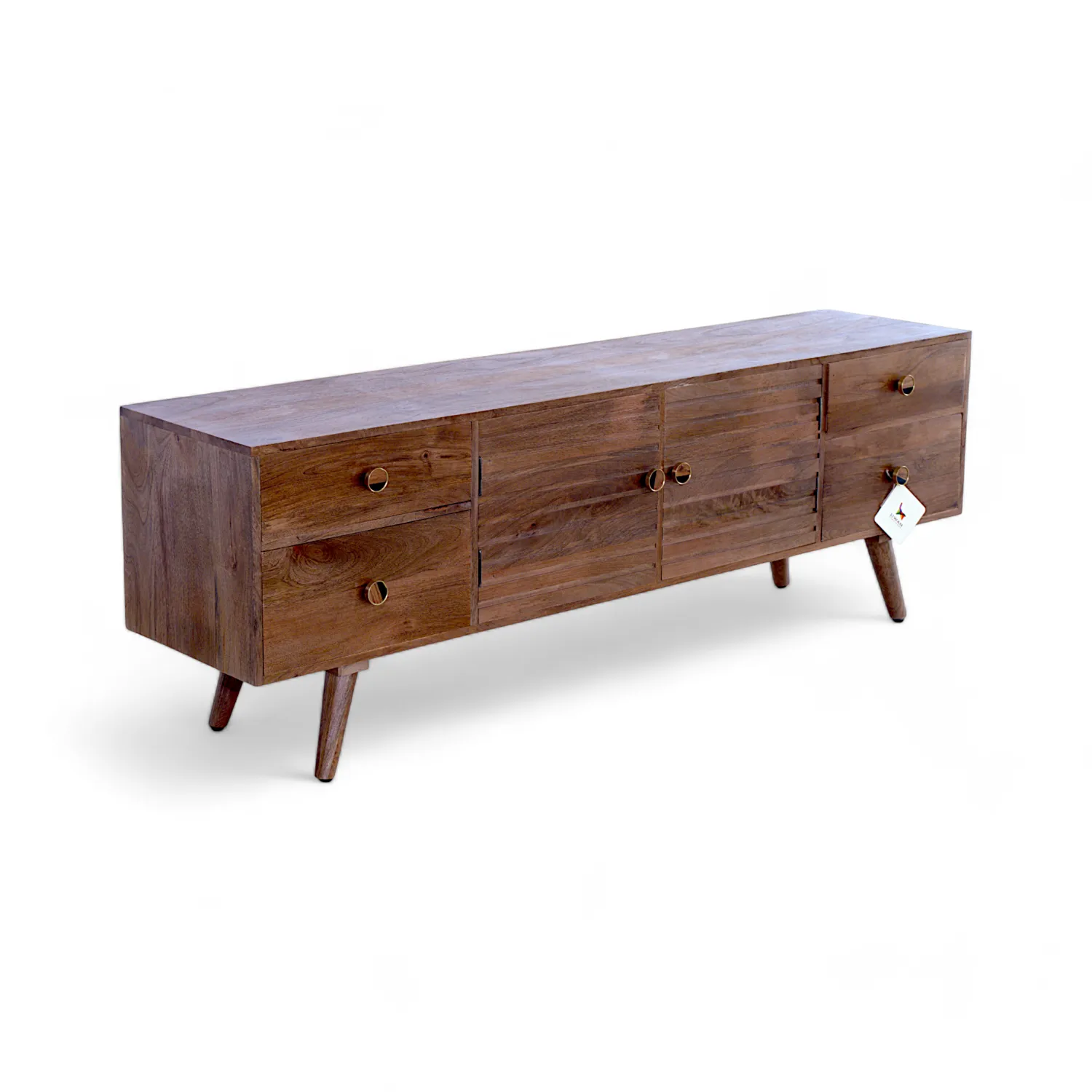 Slat-Front Solid Wood Media Console