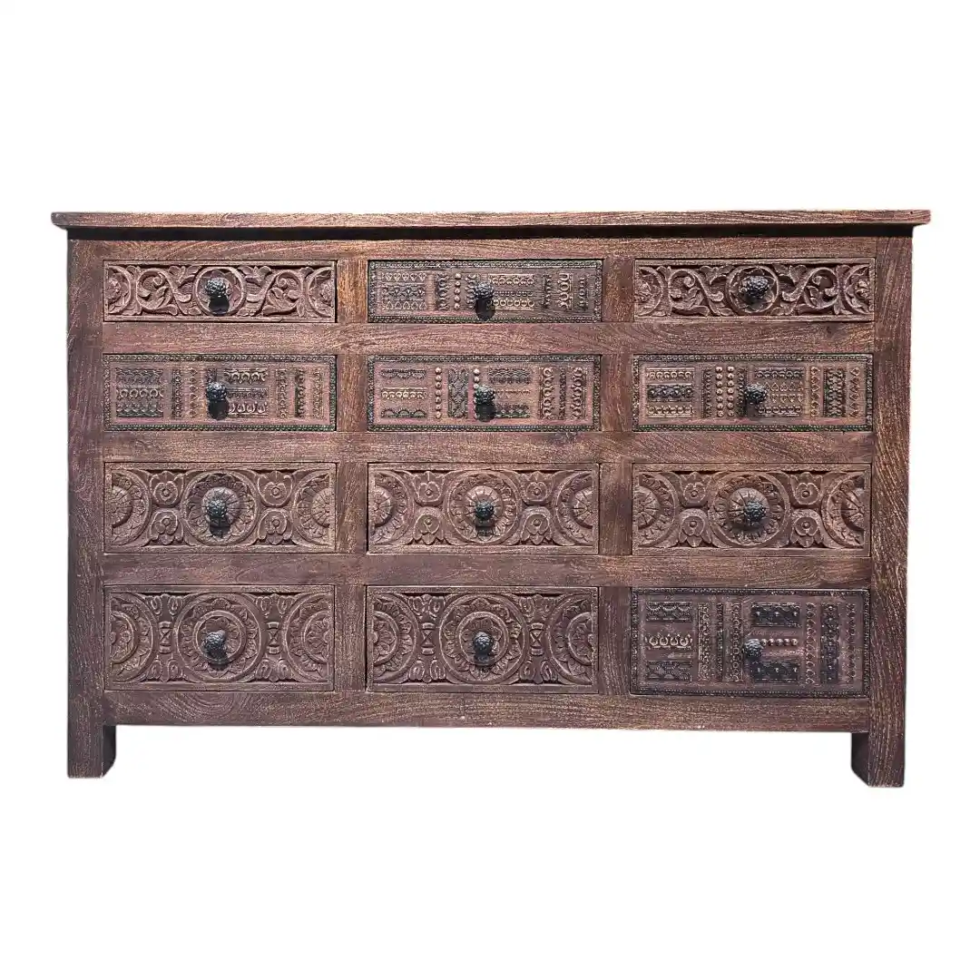 The Terraced Medal Carved Solid Wood Chest