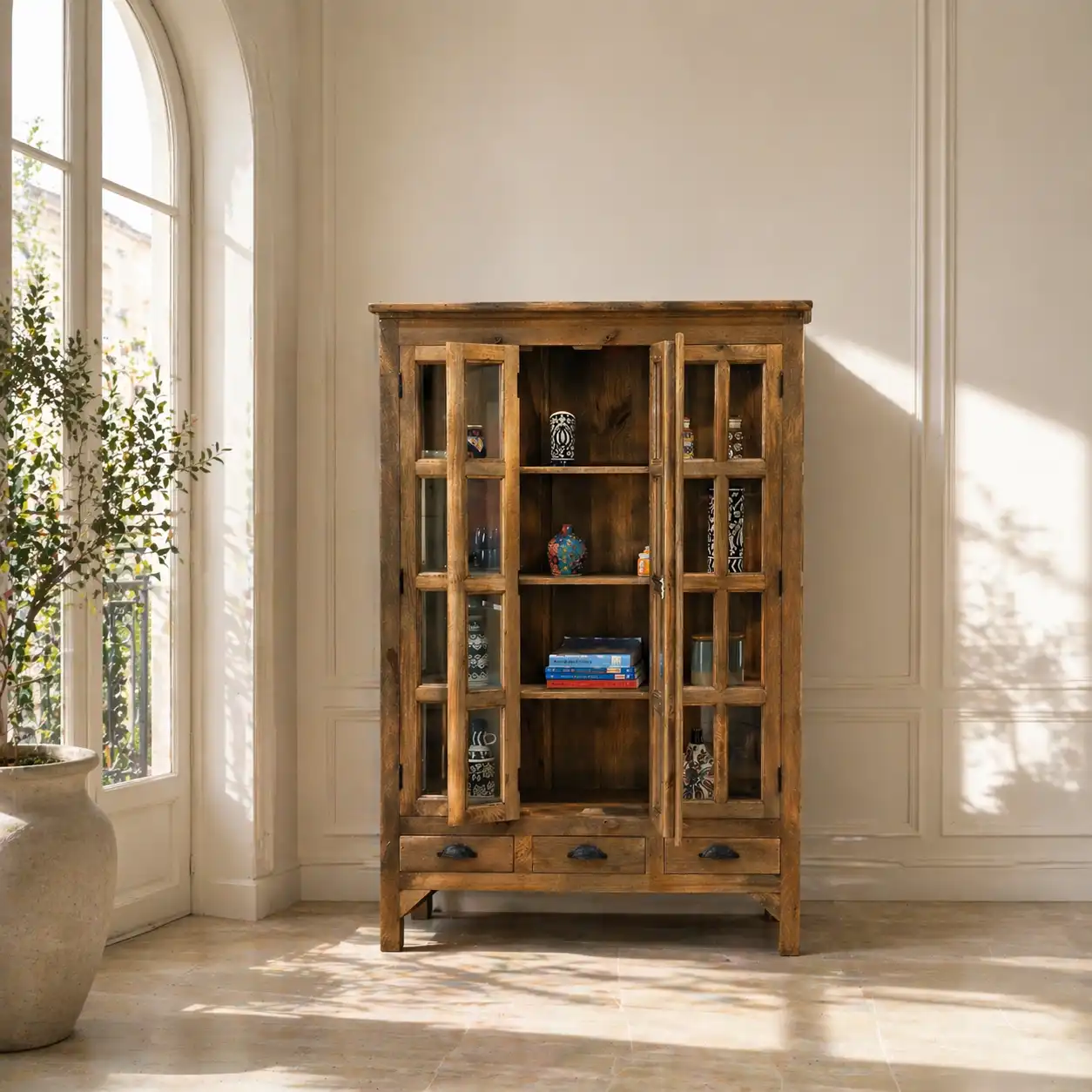 The Majlis Al-Taj Mango Wood Vitrine
