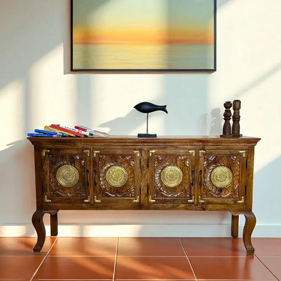 The “Maharaja’s Bloom” Hand-Carved Credenza