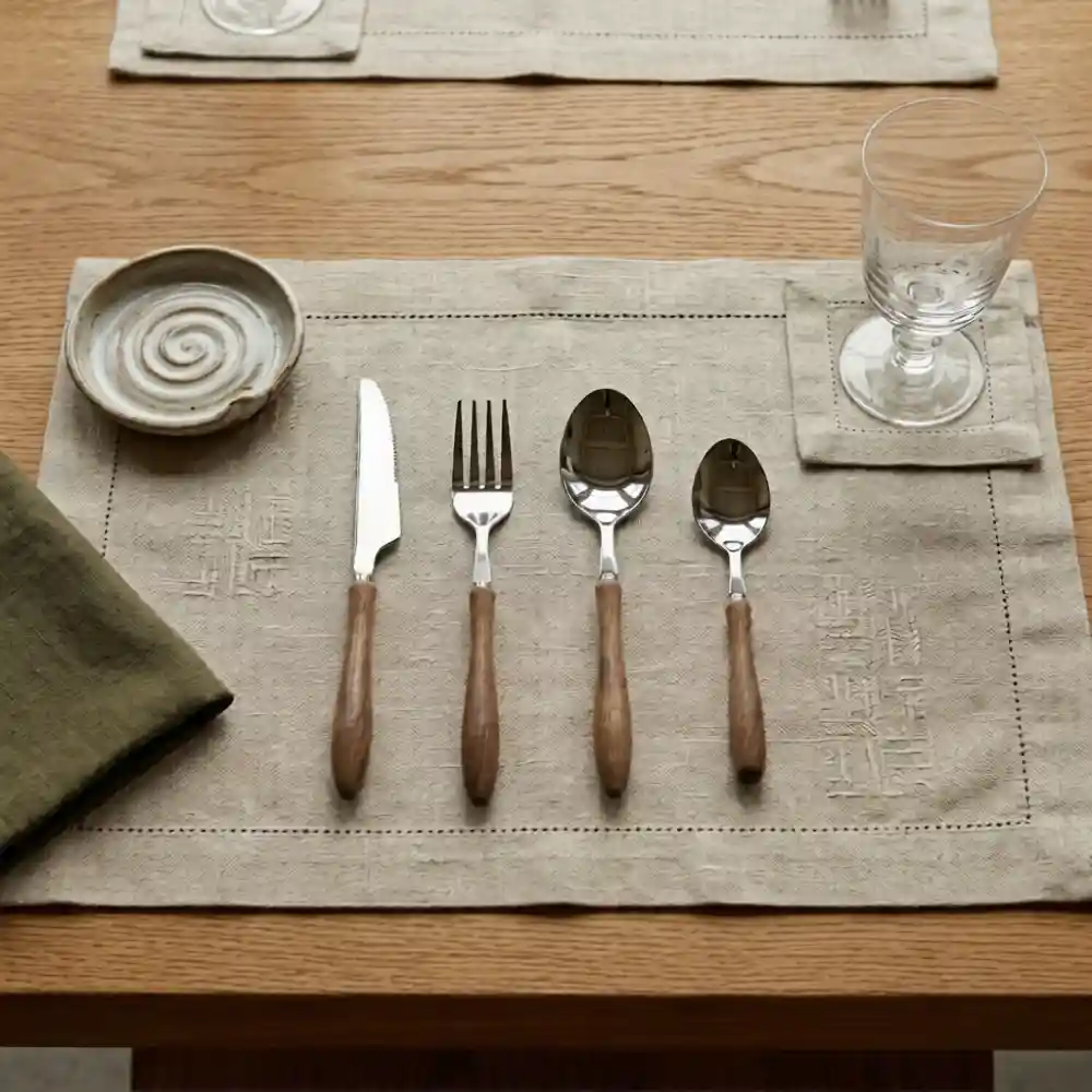 Wood-Handled Stainless Steel Dinner Spoon