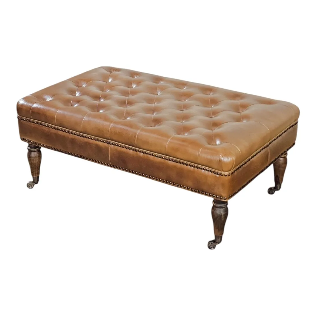 The Topkapi Imperial Tufted Leather Ottoman