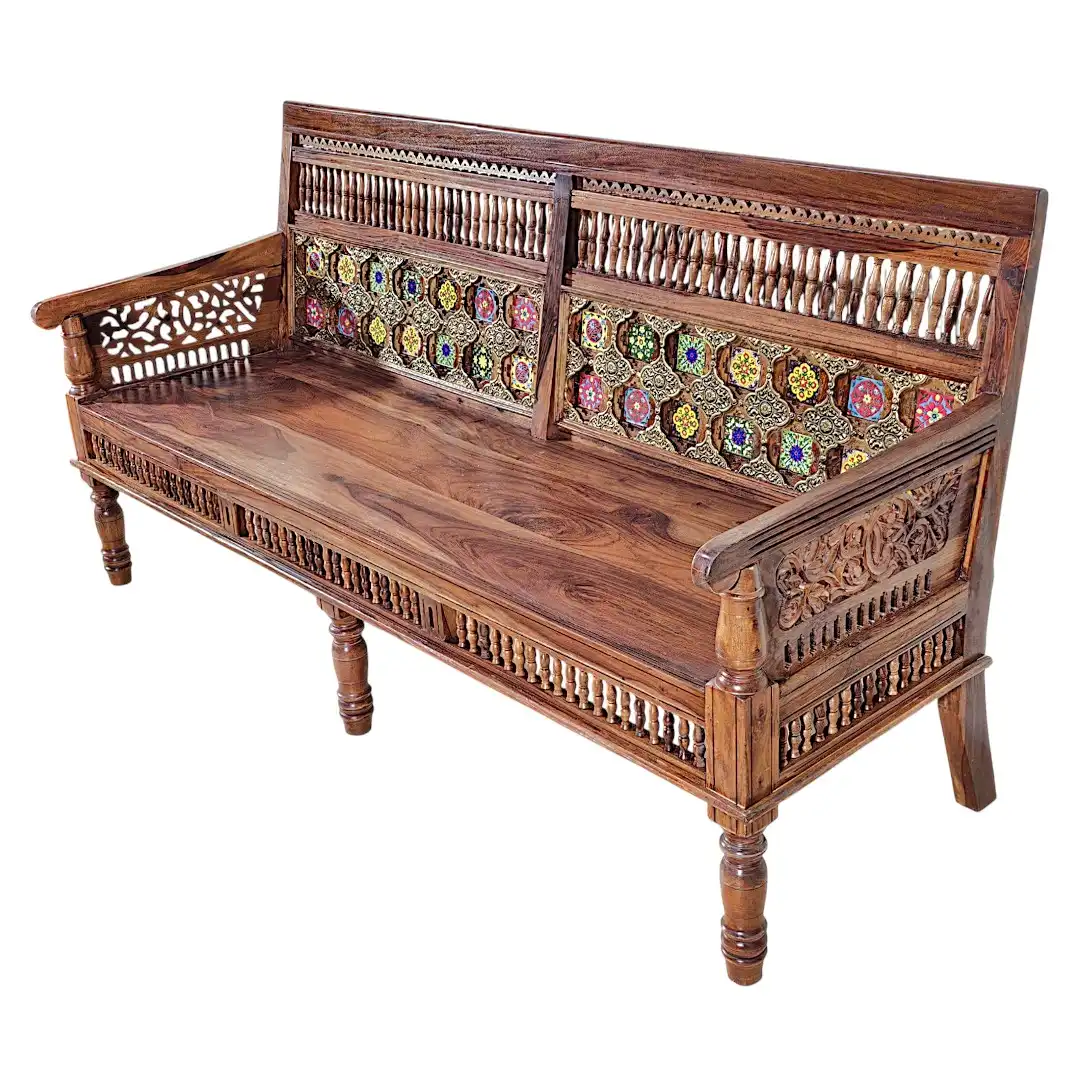 Shah Jahan Rosewood Geometric Sofa & Armchair Set