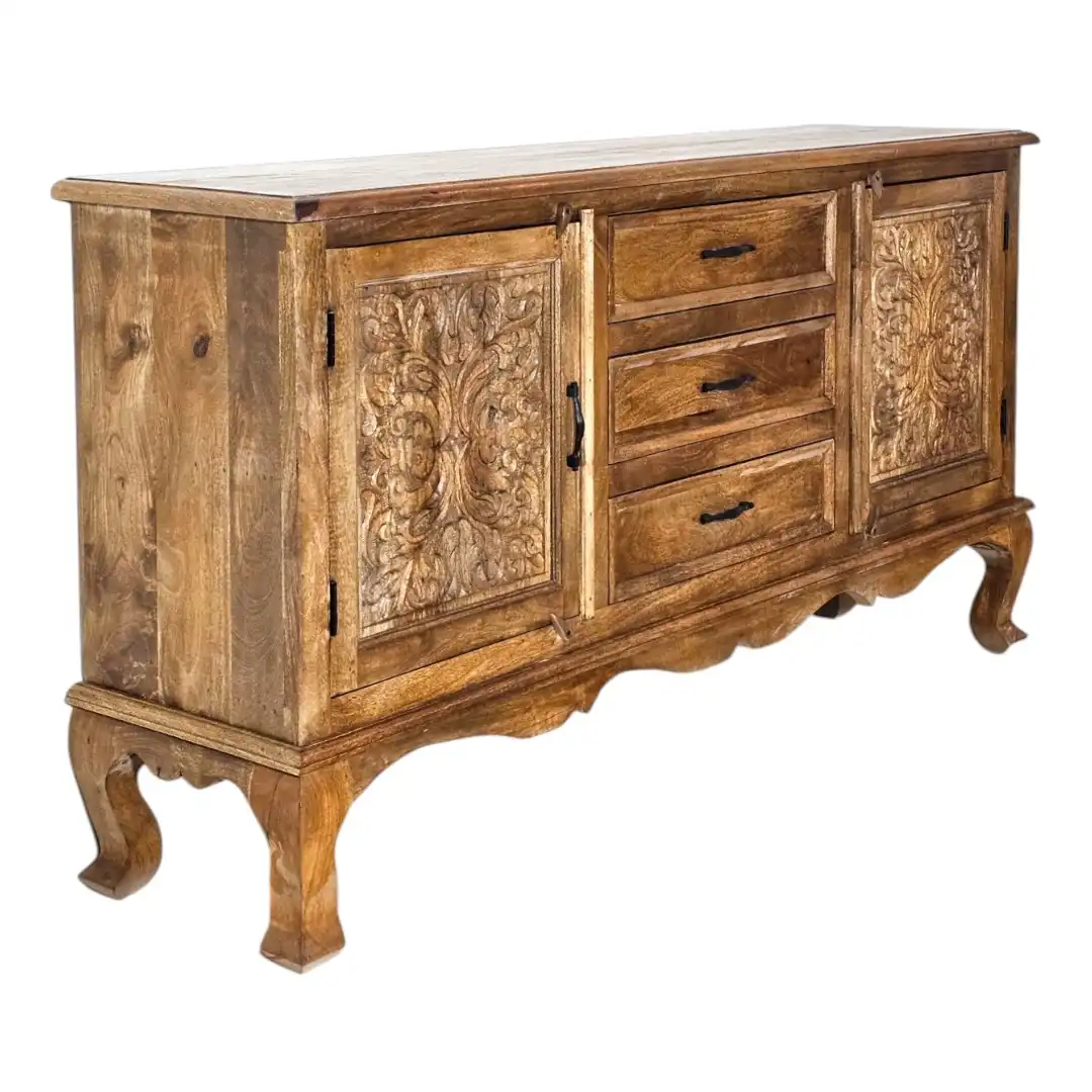 The Silk Road Sanctuary Carved Credenza