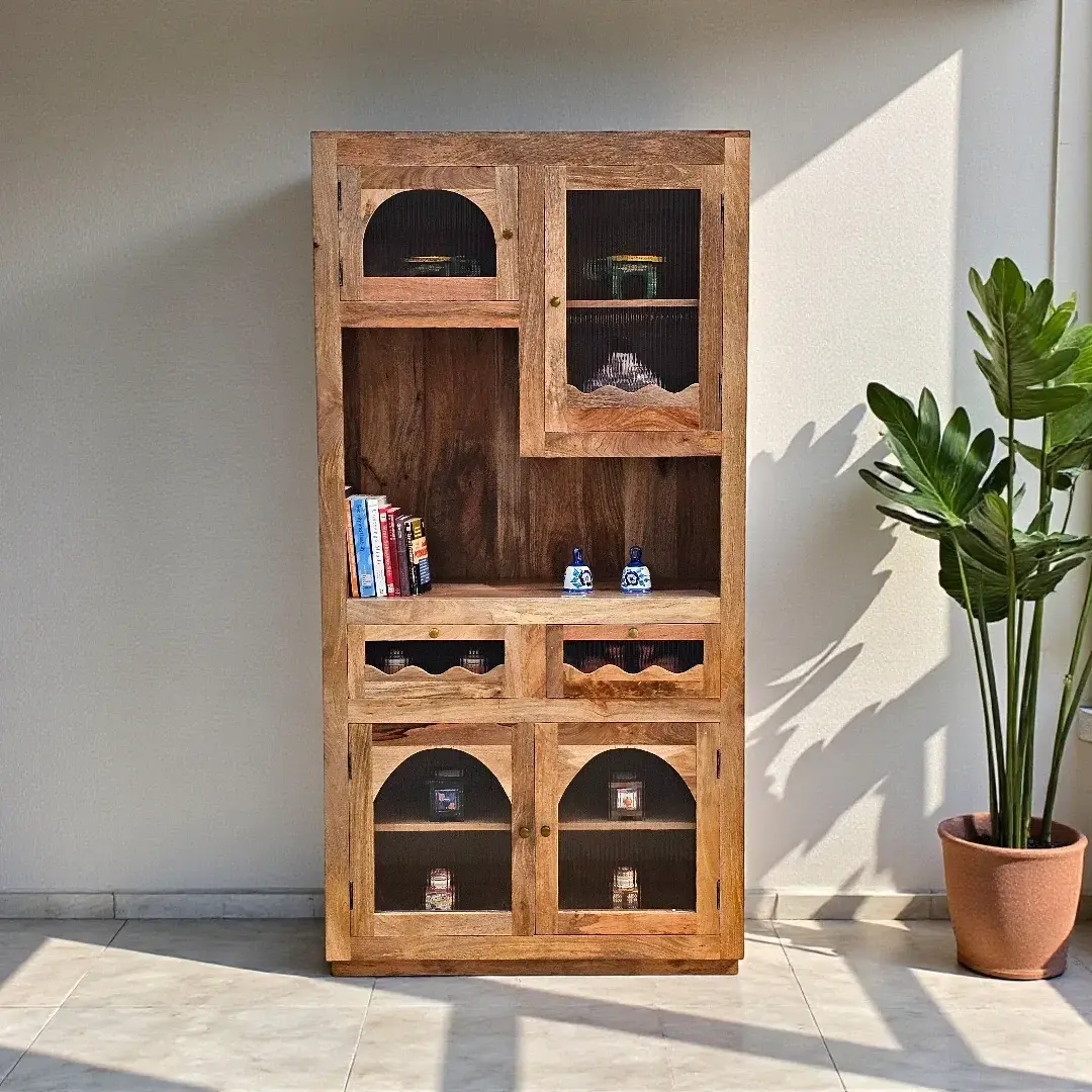 Farmhouse Arched Glass Hutch