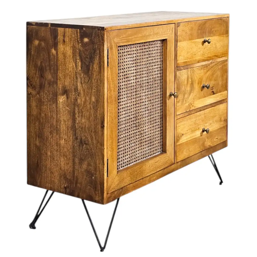 The Anglo-Indian Rattan & Mango Wood Sideboard