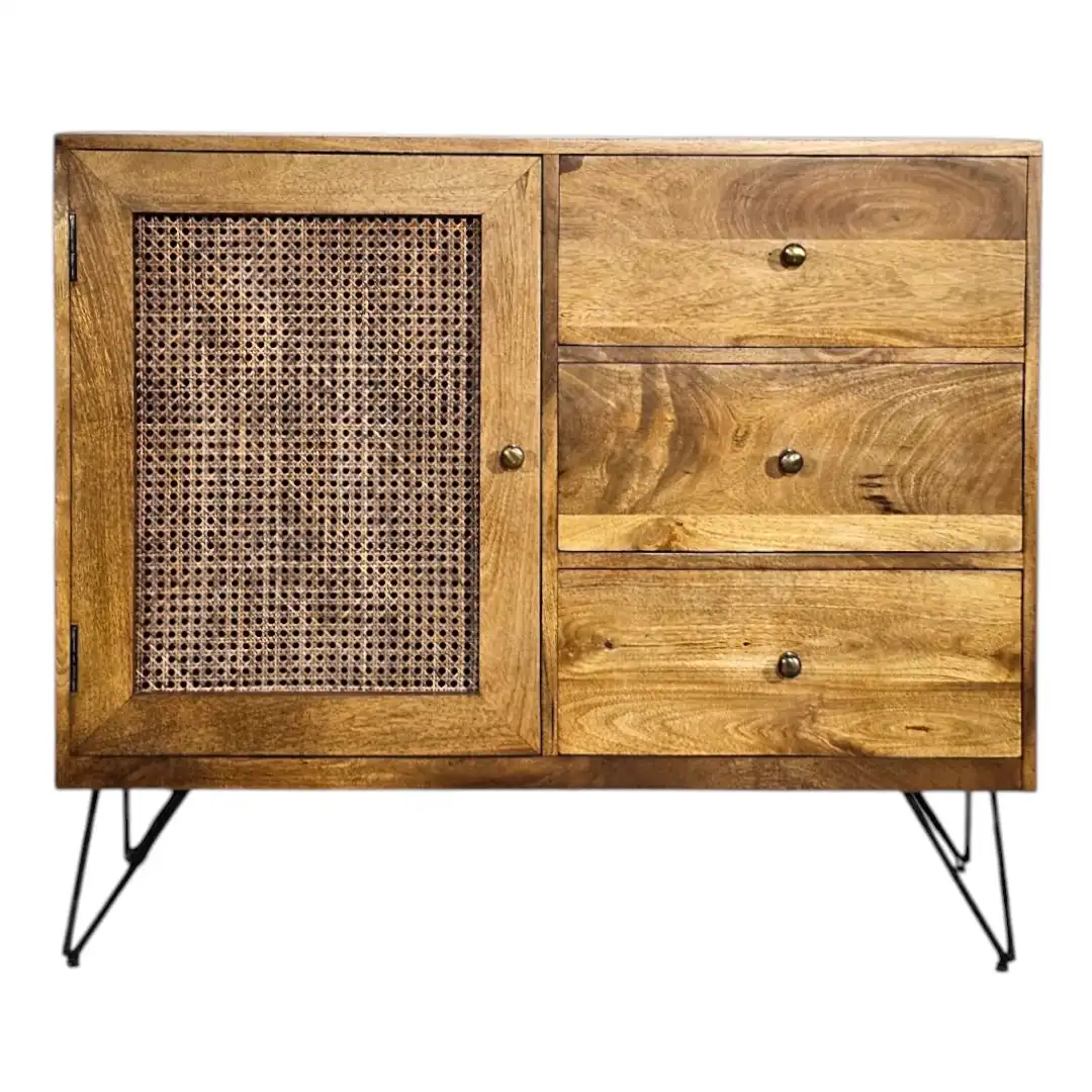 The Anglo-Indian Rattan & Mango Wood Sideboard