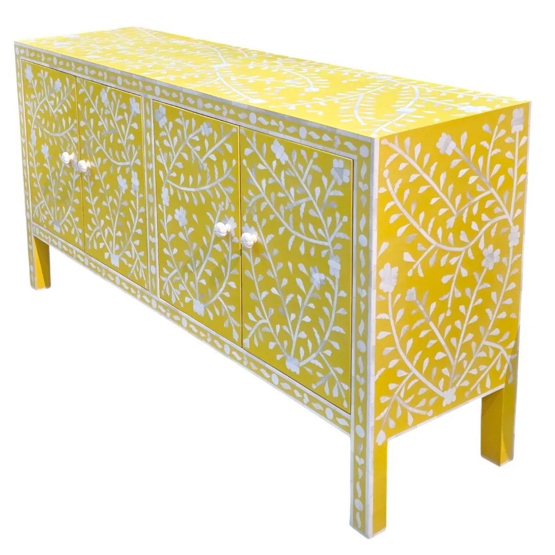 Jameela Floral Inlay 4-Door Sideboard