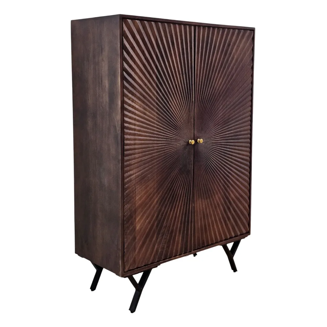 Sunbeam Carved Wood Cabinet