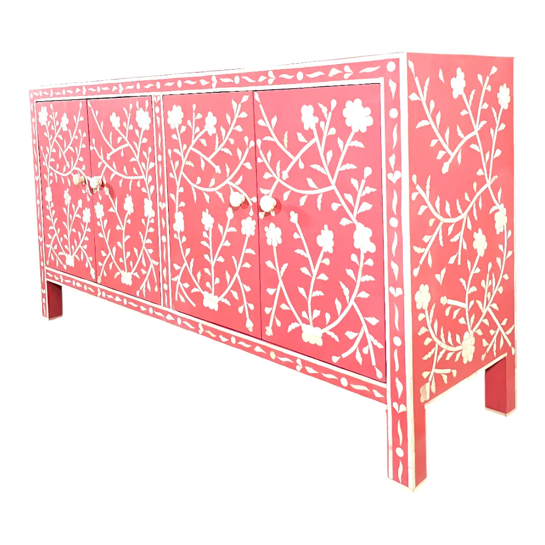 Jameela Floral Inlay 4-Door Sideboard