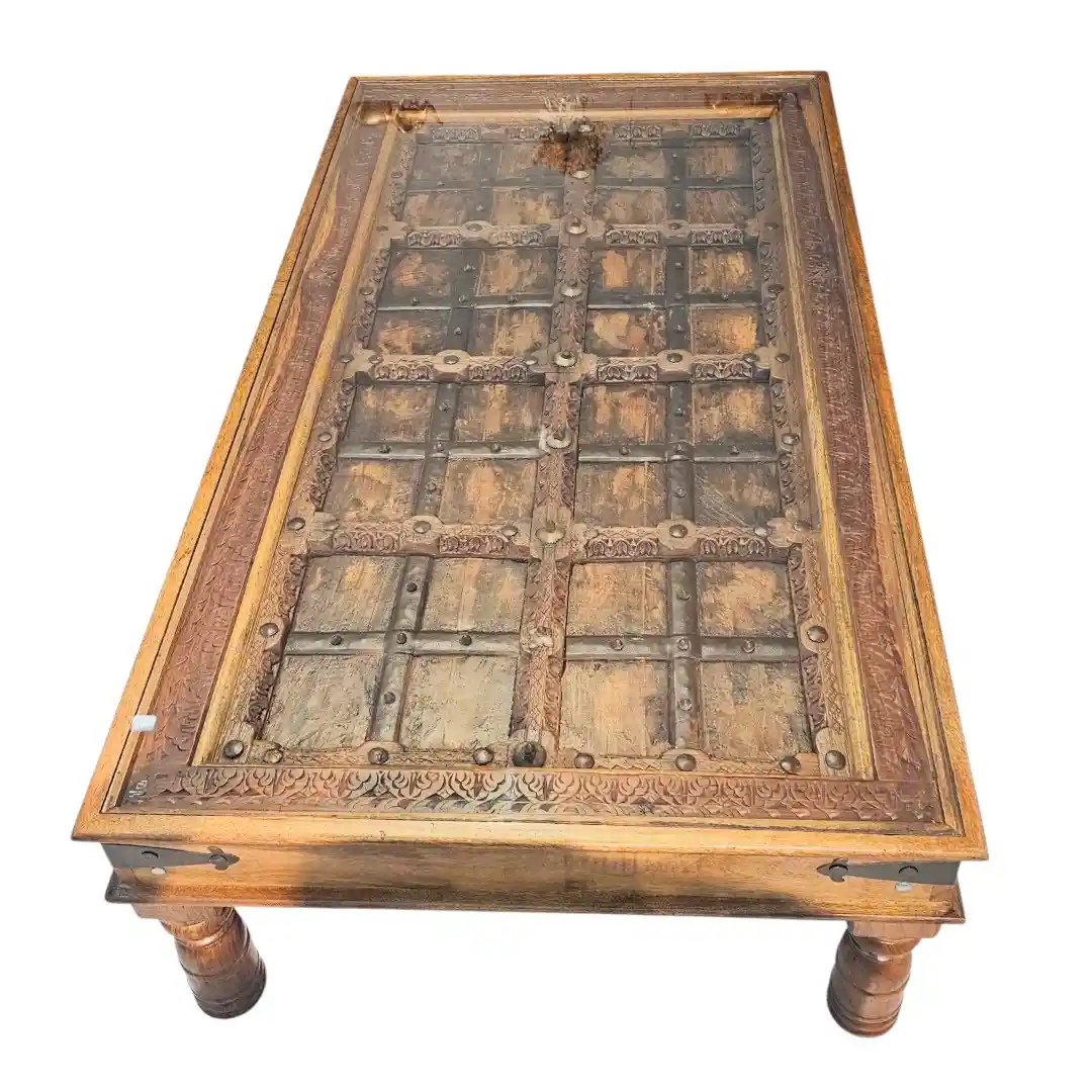 The Reclaimed Haveli Glass-Top Coffee Table