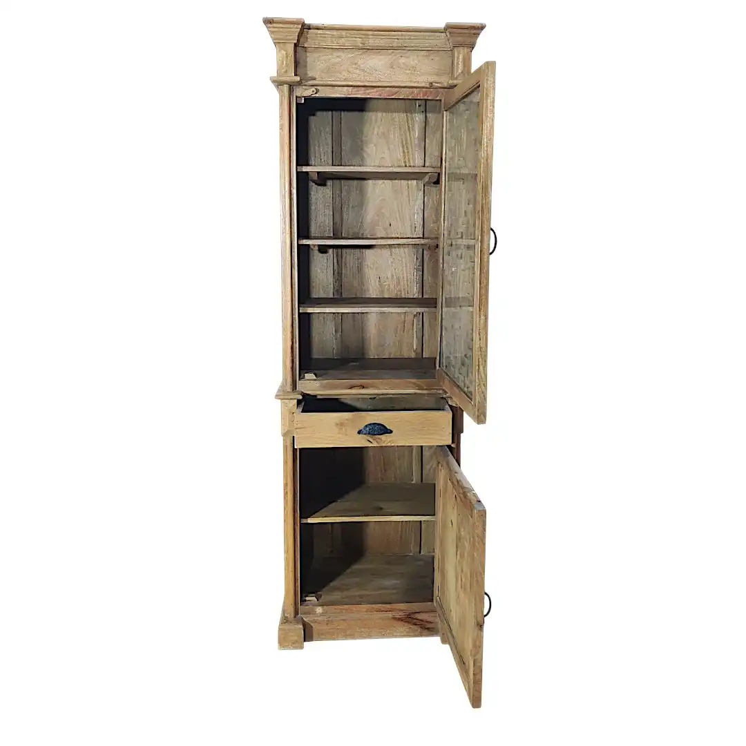 The Manor House Glass & Carved Mango Wood Cabinet