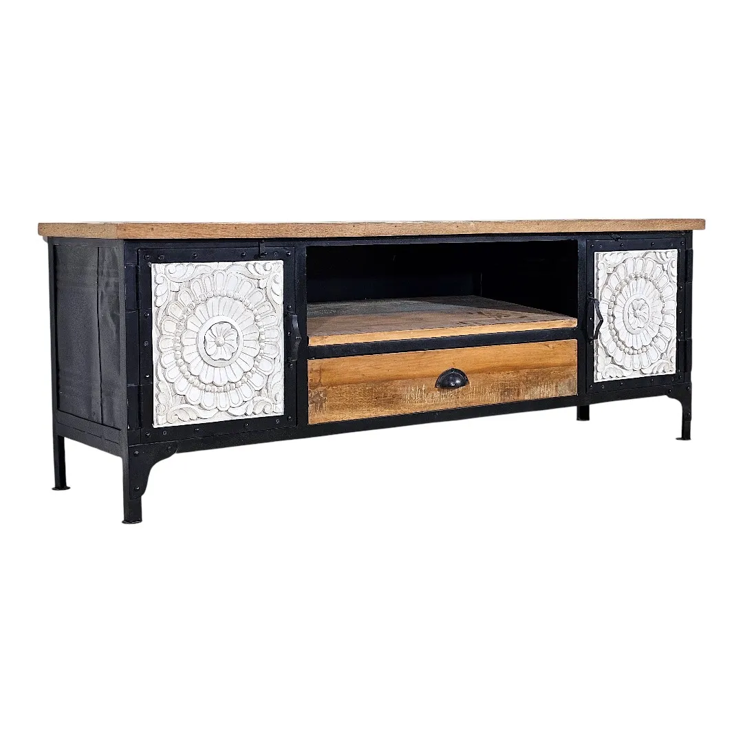 Royal Mandala Media Sideboard / خزانة "شمس" الخشبية المنحوتة
