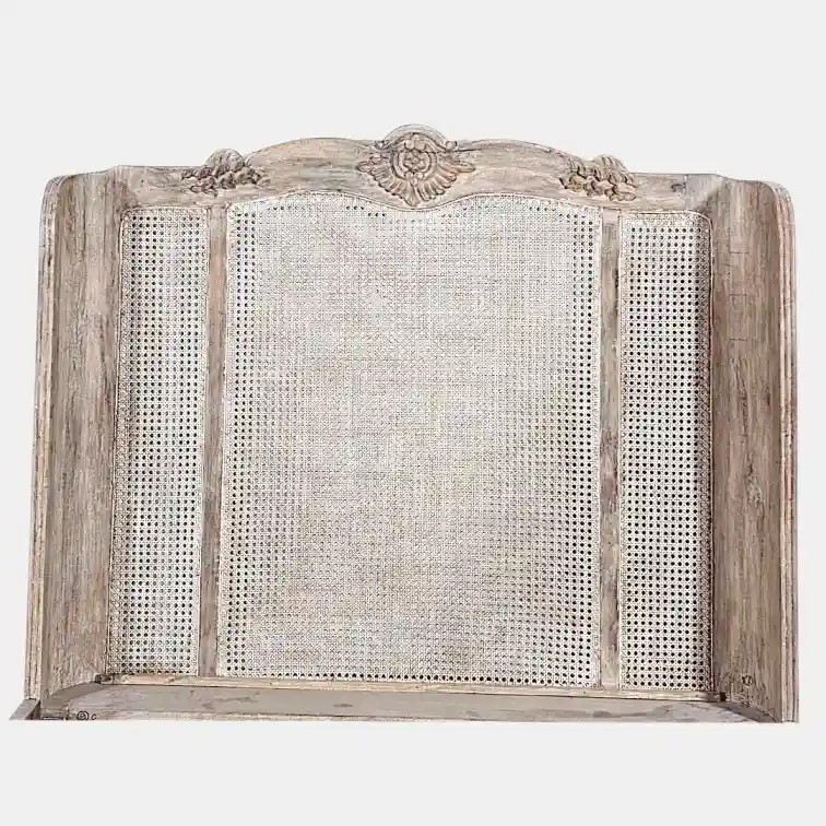 The Indo-Chateau Hand-Carved Cane Single Bed