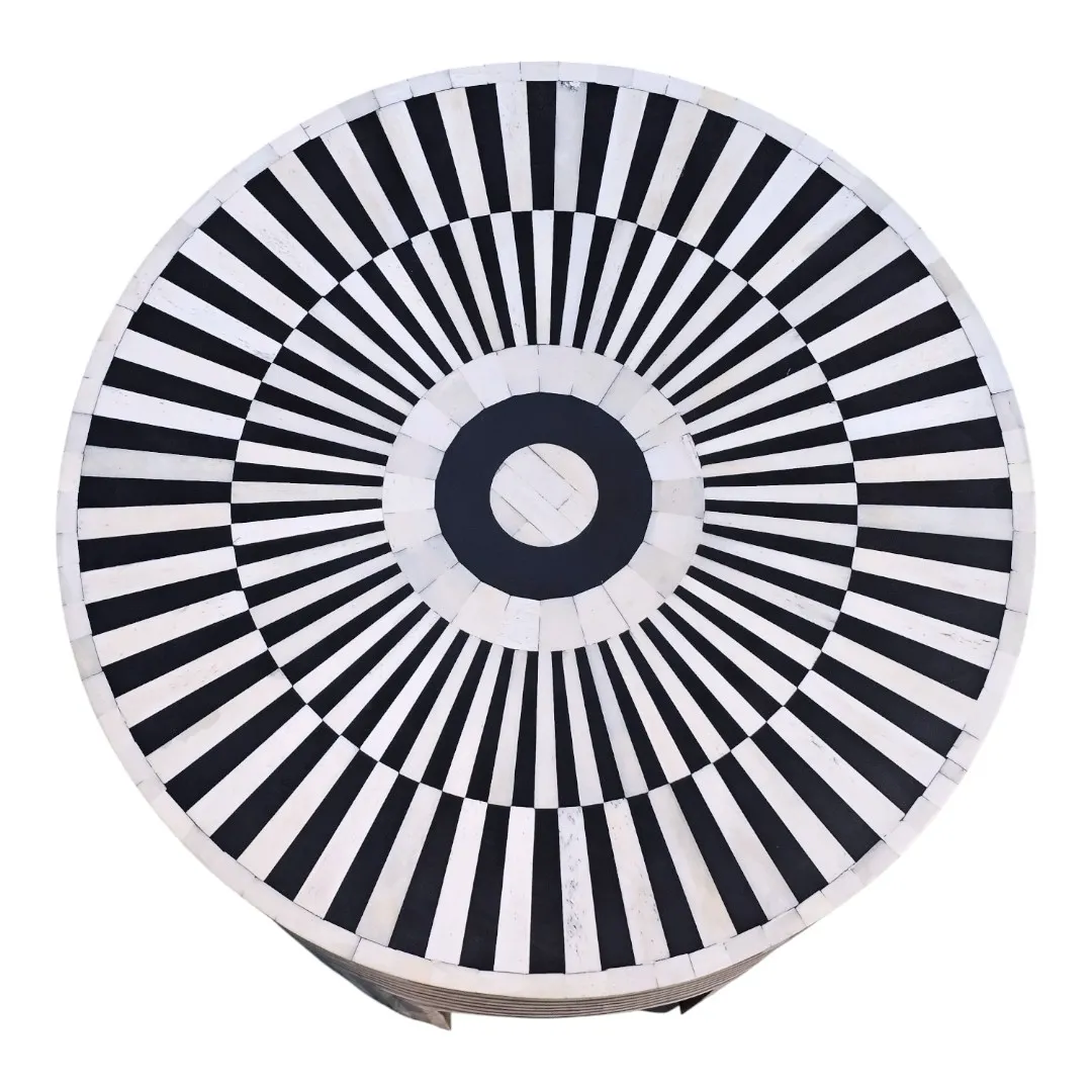 L'Étoile Noire Bone Inlay Drum Table