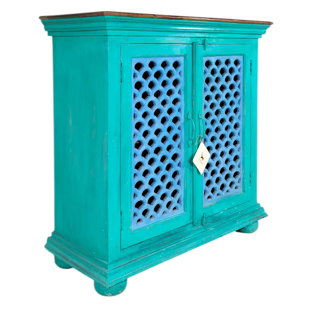 Azure Lattice Artisanal Cabinet