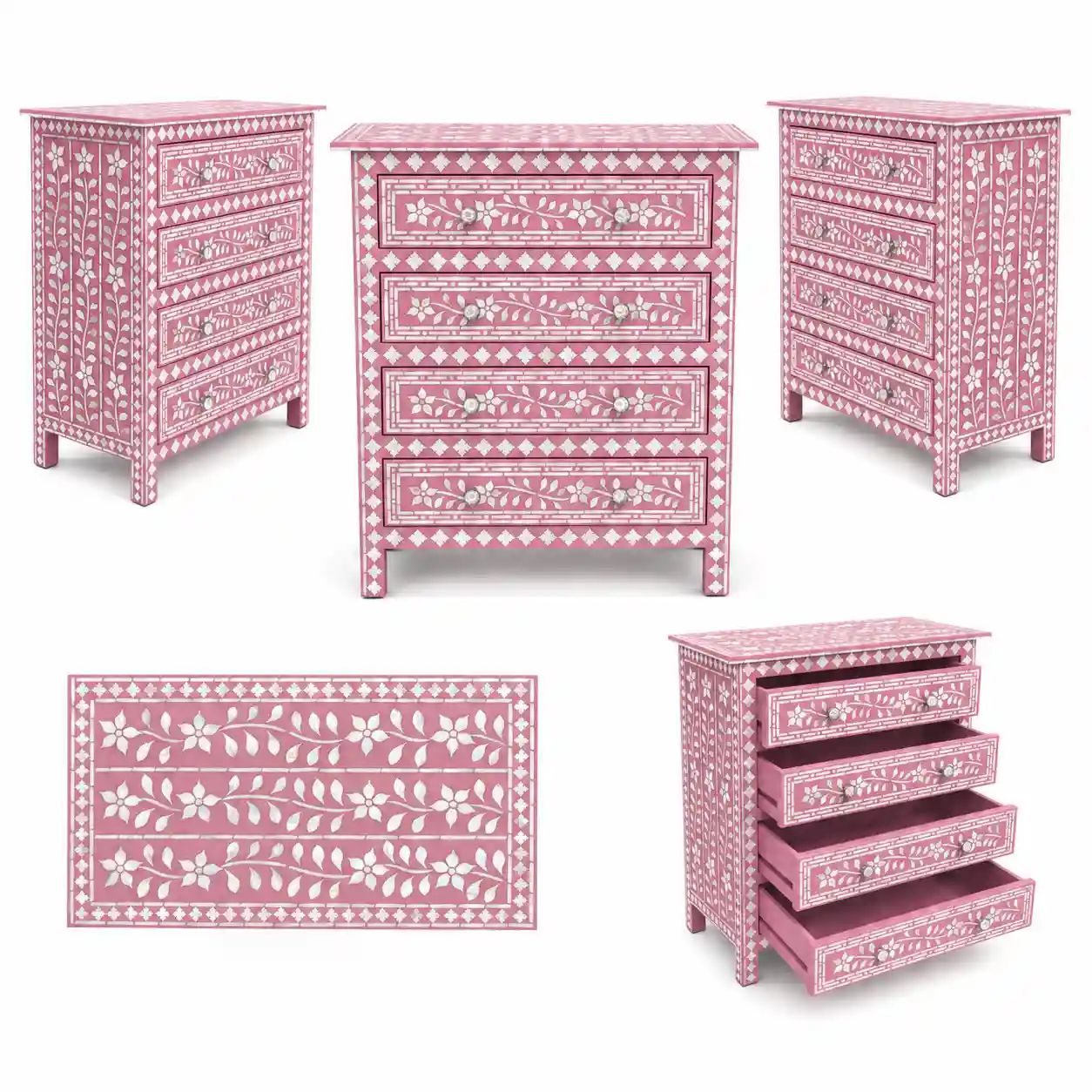 Jahan-e-Gulzar Mother of Pearl Inlay Chest of Drawers