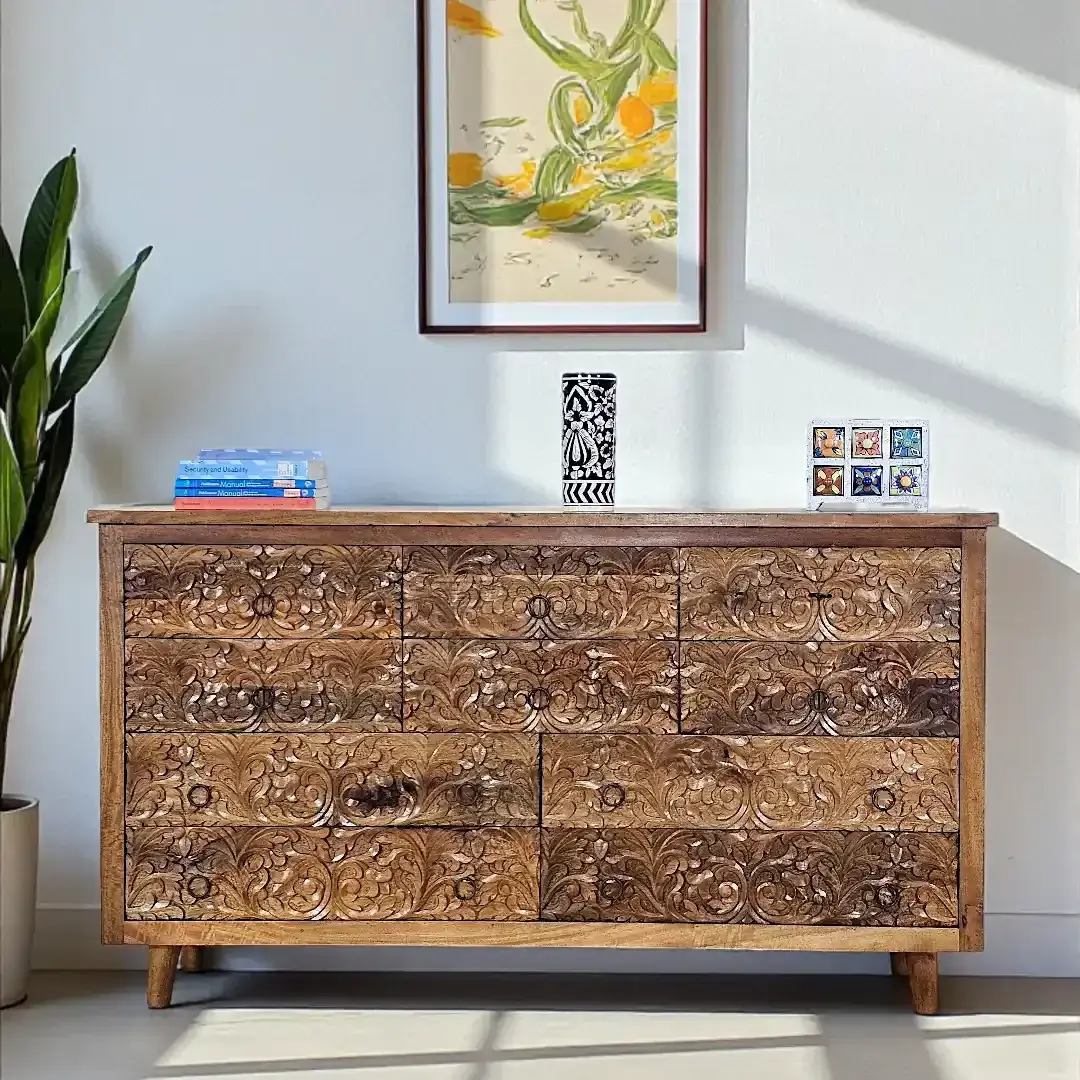 Majestic Mashrabiya: 10-Drawer Floral Chest