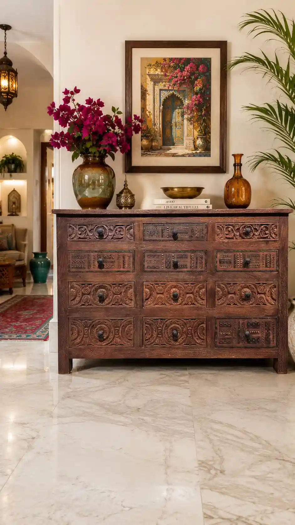 The Terraced Medal Carved Solid Wood Chest
