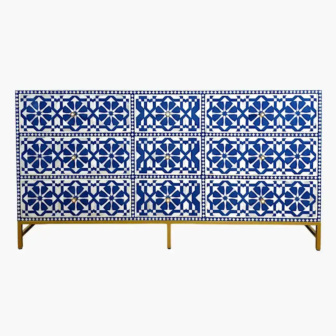 Layla Zarqa Collection – Artisan Bone Inlay Chest Of Drawer