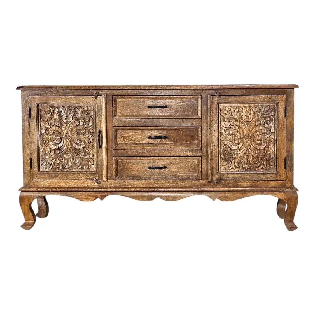 The Silk Road Sanctuary Carved Credenza