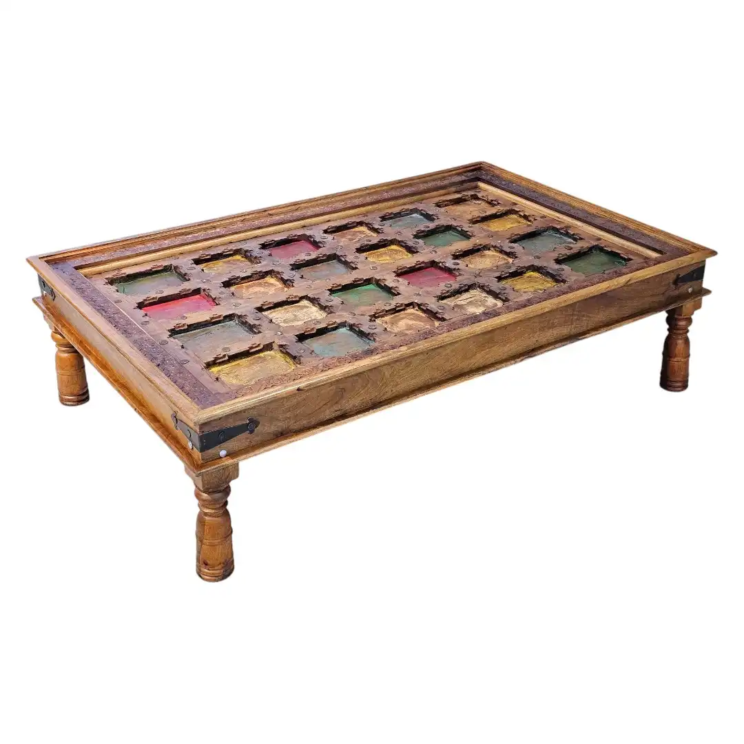 The Kaleidoscope Mosaic Haven Carved Wooden Coffee Table