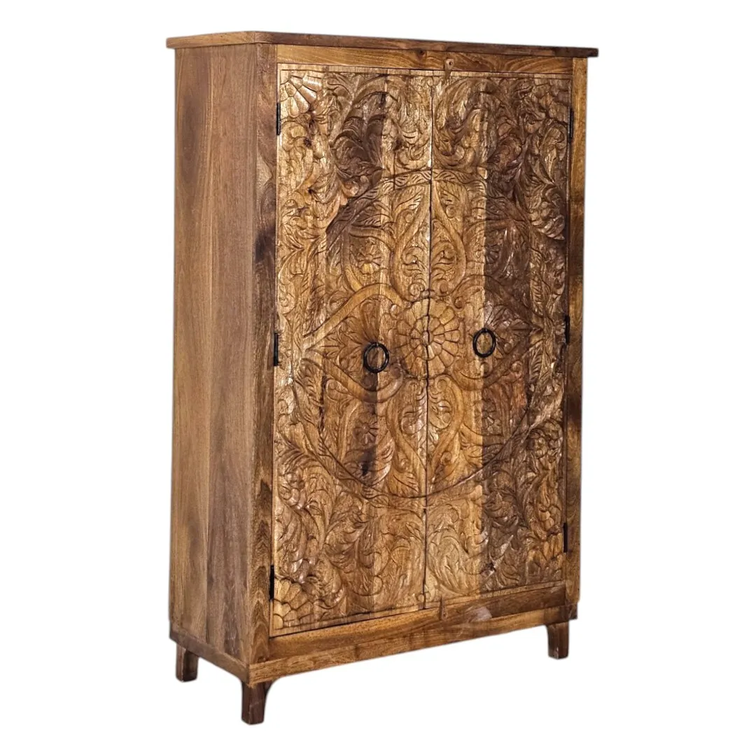 Malika Hand-Carved Persian Floral Cabinet