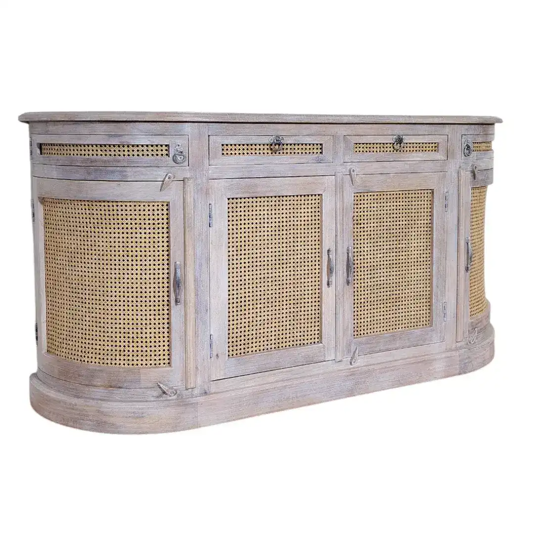L'Arc Oublié (The Forgotten Arch) Veridian Cane Bow-Front Sideboard