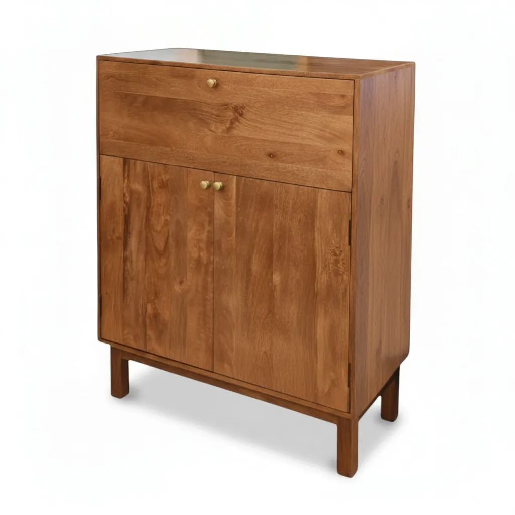 The Moderno Dual-Zone Drop-Front Bar & Coffee Cabinet