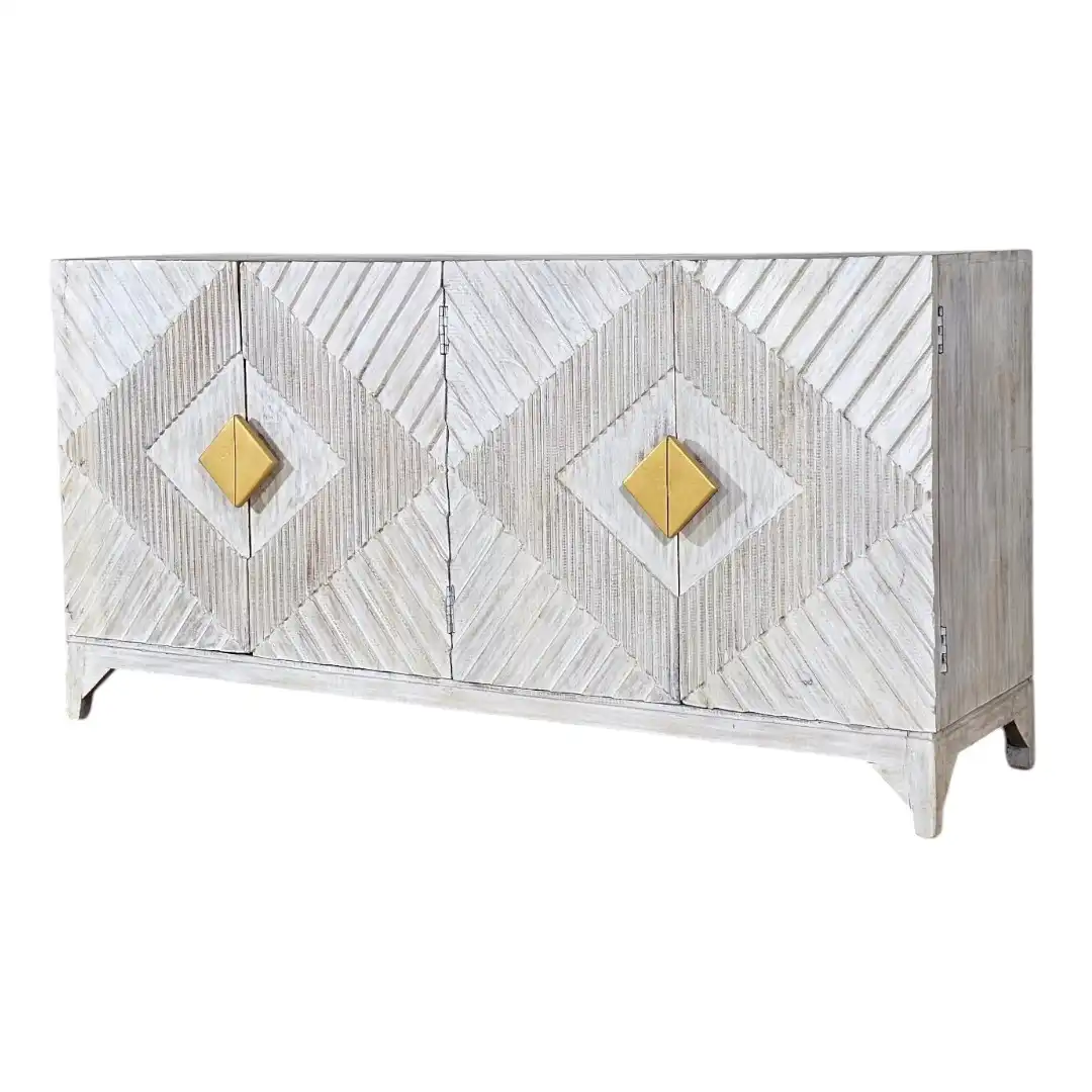 The Fortress Chevron Brutalist Sideboard