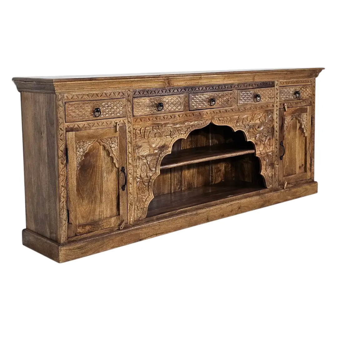 The Agra Mughal Carved Mango Wood Credenza