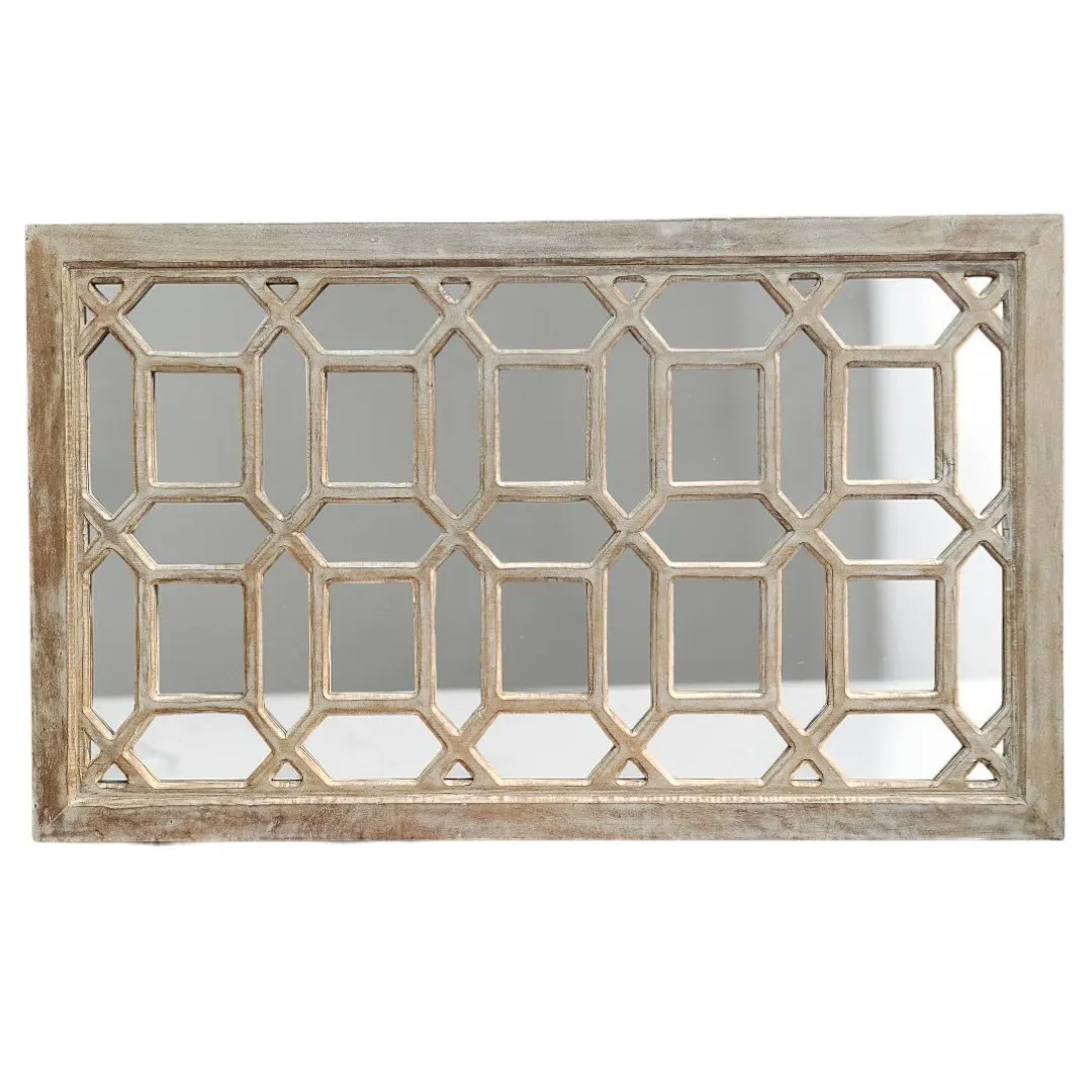 The Facette Geometric Wall Mirror مرآة "فاسييت" الهندسية الحديثة من خشب المانجو