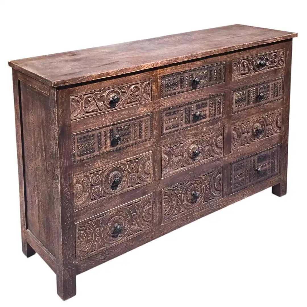 The Terraced Medal Carved Solid Wood Chest