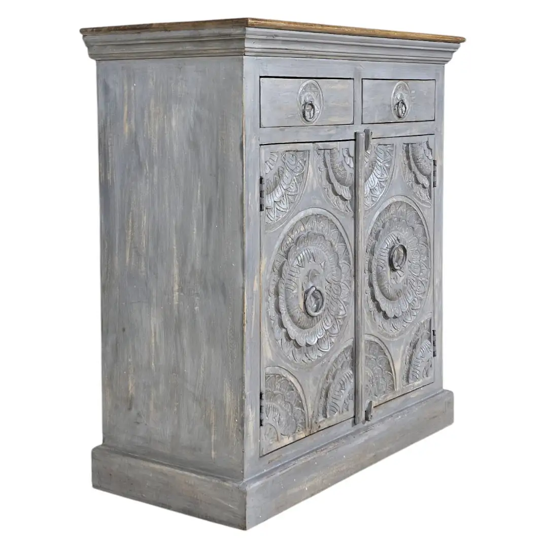 The Marwar Lotus Medallion Hand-Carved Sideboard